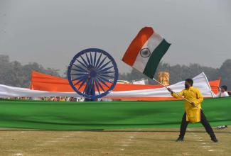 Republic Day celebrations in Gurugram in the Indian state of Haryana on 26 January. 
