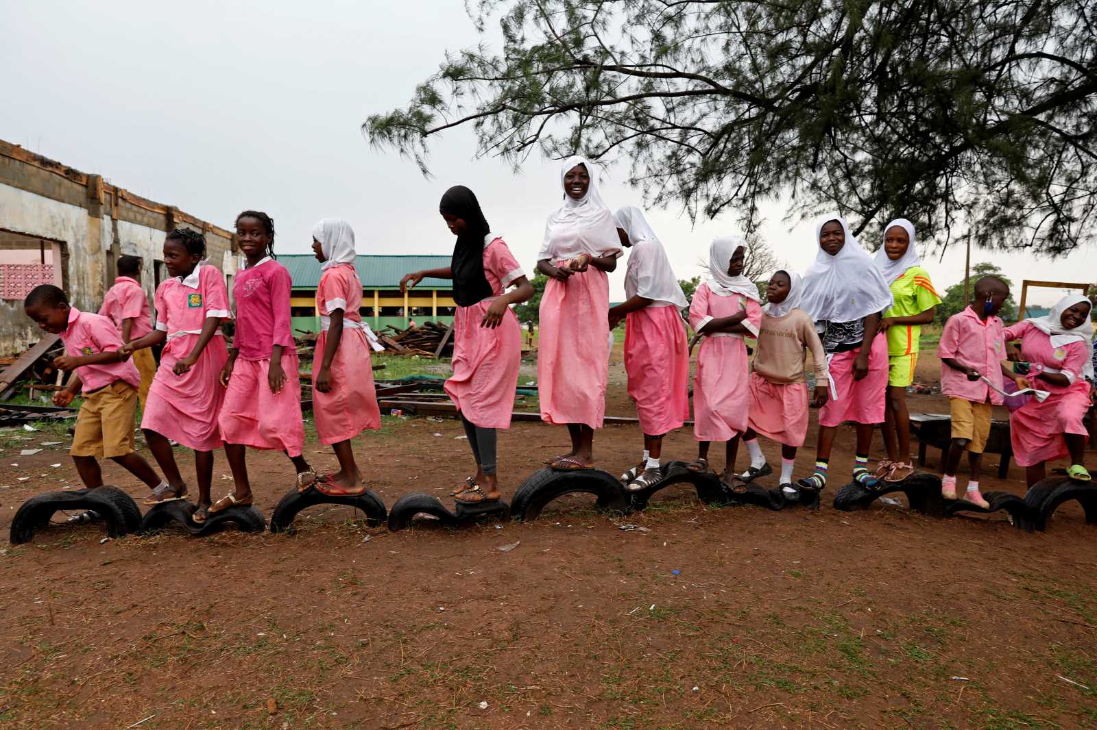 Kids on the playground of a public grammar school in Kwara state. 