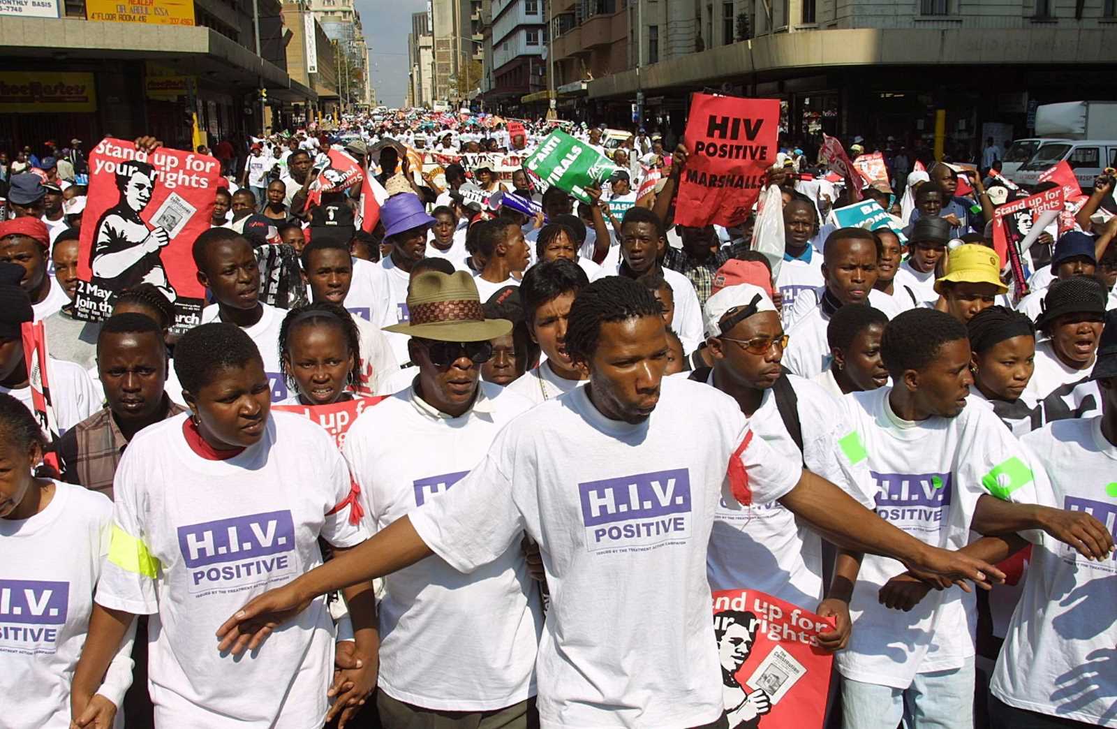 HIV positive people rallying to demand ARV treatment in Johannesburg in 2003.