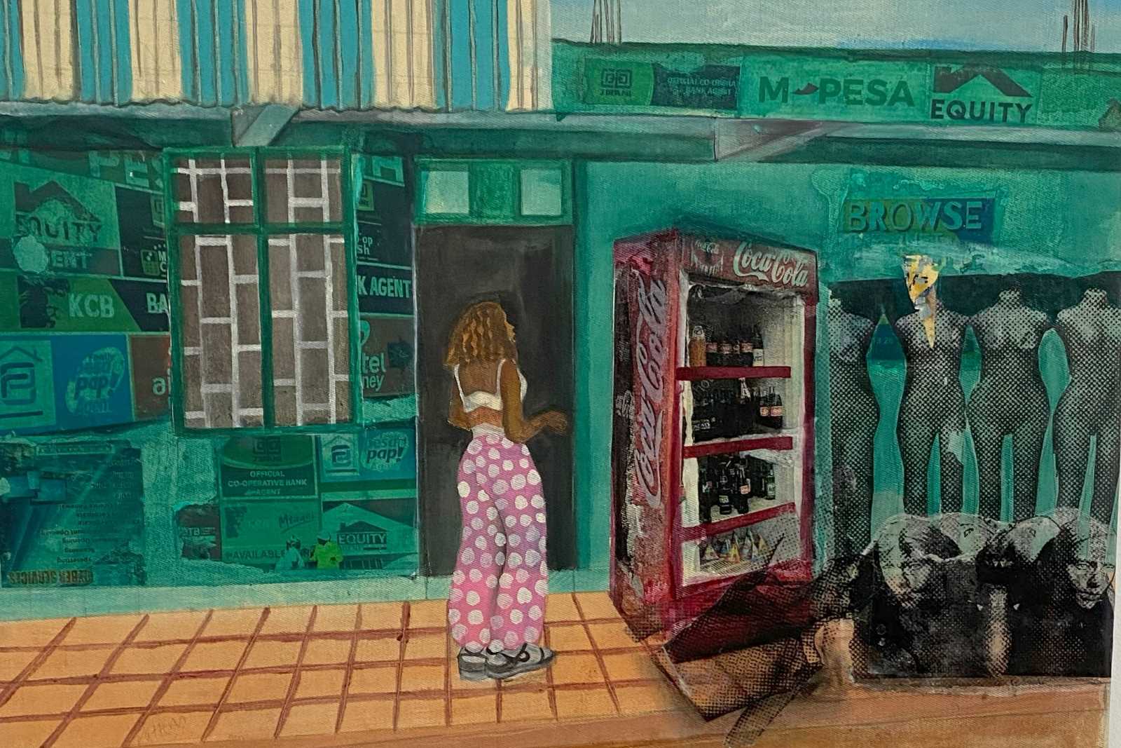 „Over-the-Counter“ von Taabu E Munyoki, Teil der konsumkritischen Ausstellung MORE IS MORE in Nairobi, Kibera Arts District.