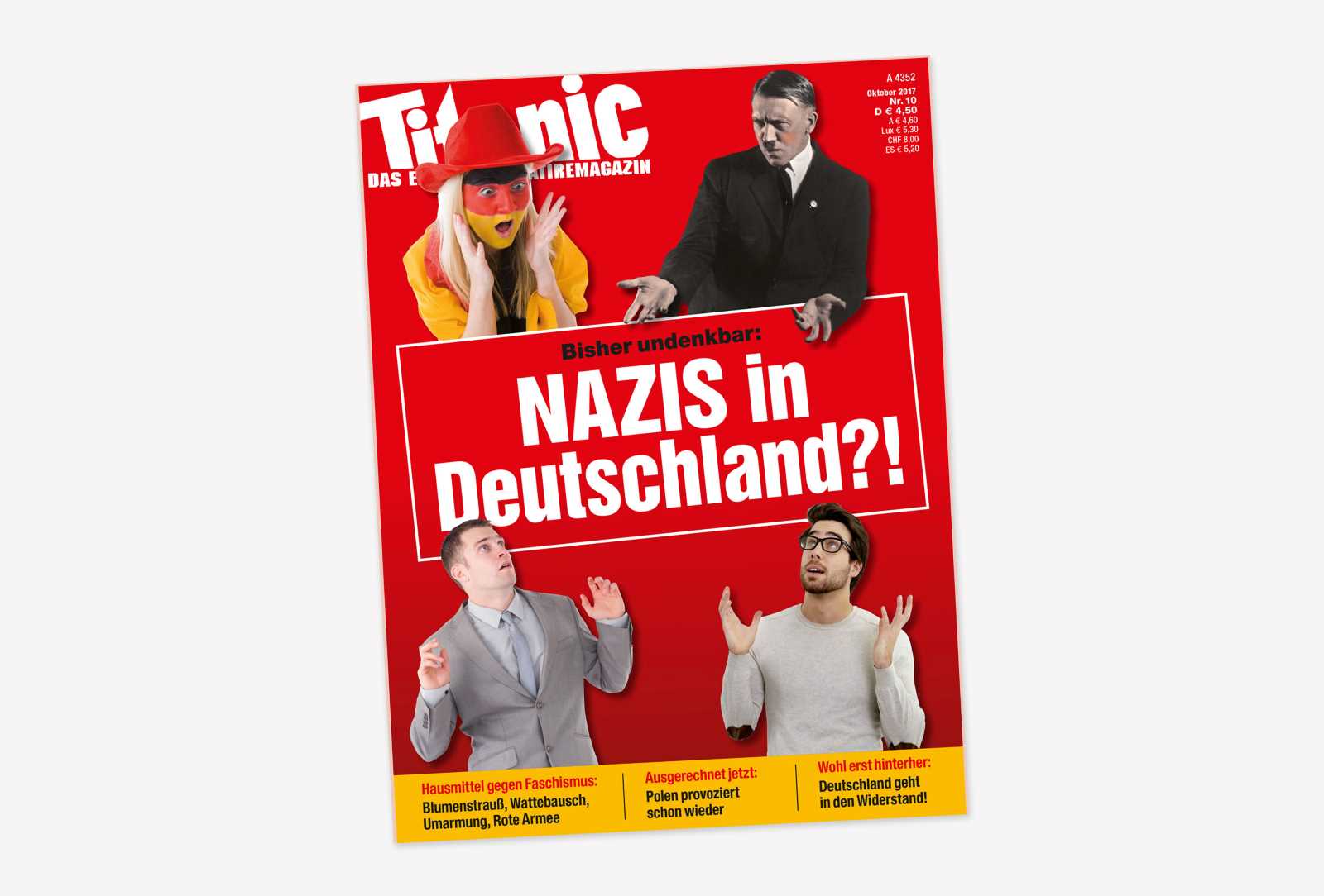 Eine Titelseite des Satiremagazins „Titanic“ aus dem Jahr 2017.