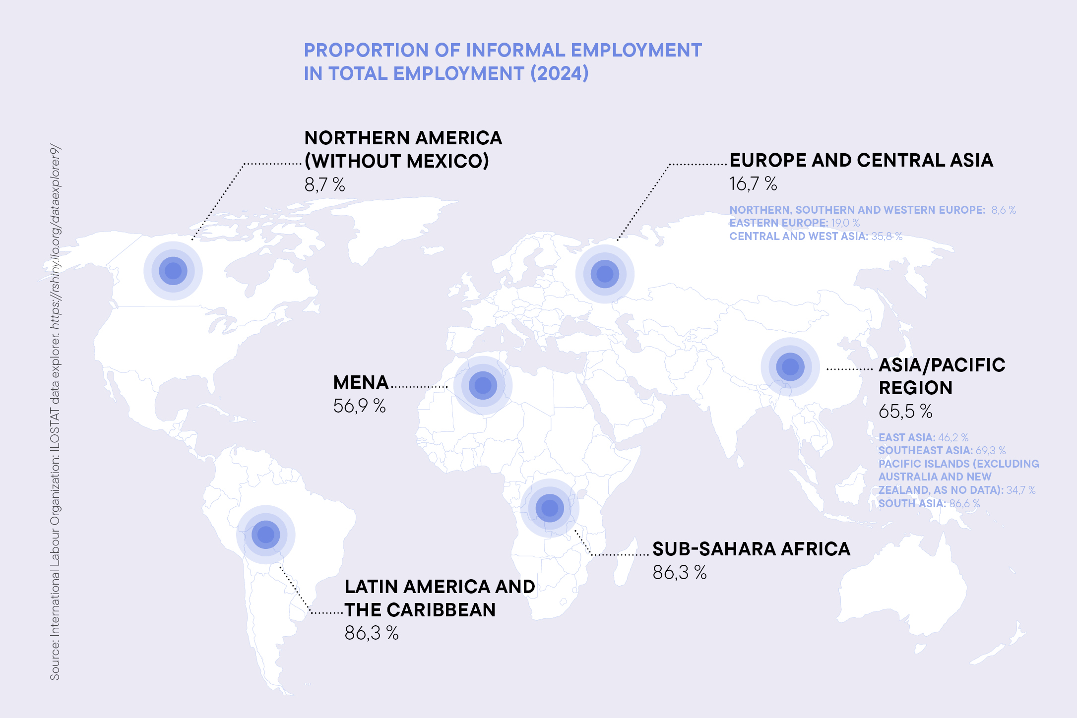 Anteil der informell Beschäftigten an der Gesamtbeschäftigung in Prozent (2024)