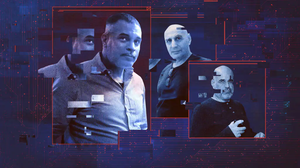 Tal Hanan (light-coloured shirt), Mashi Meidan (centre) and Shuki Friedman are three protagonists of the "Team Jorge" galaxy, according to “Forbidden Stories”.