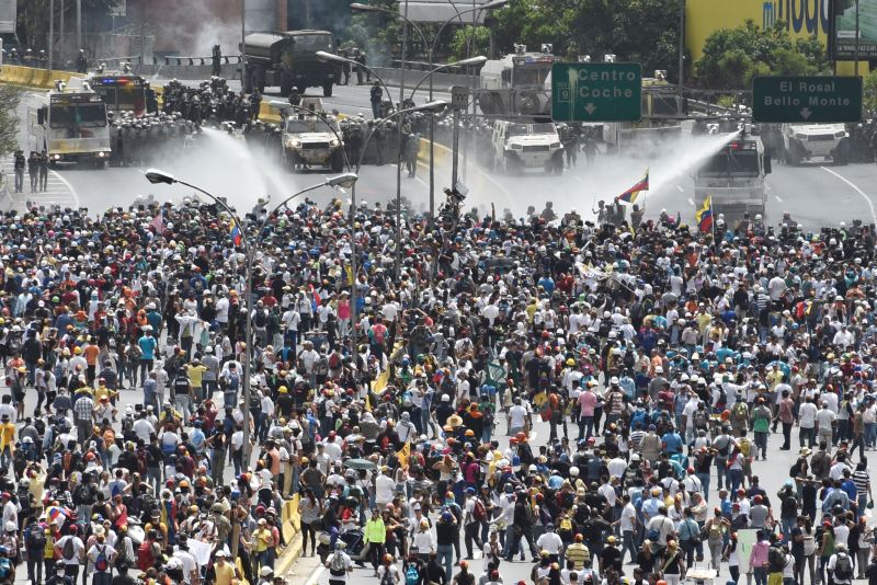 Anti-government protests in Venezuela’s capital Caracas. 