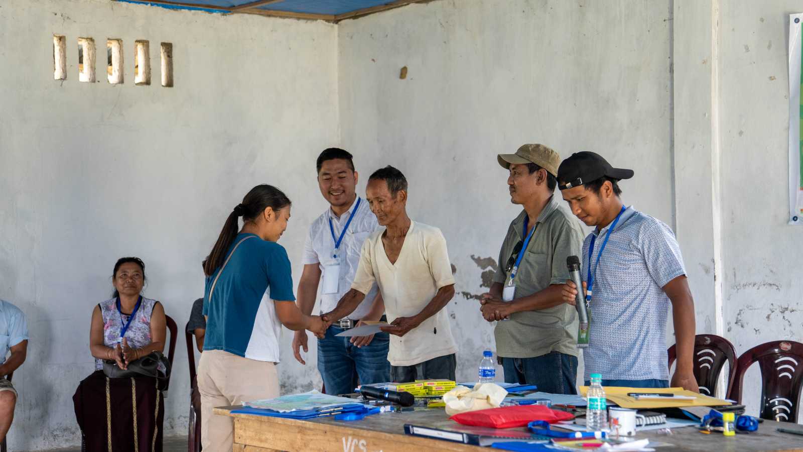 A woman who has pitched her idea via an FPA process receives an award in Songlhuh village, Nagaland, India.