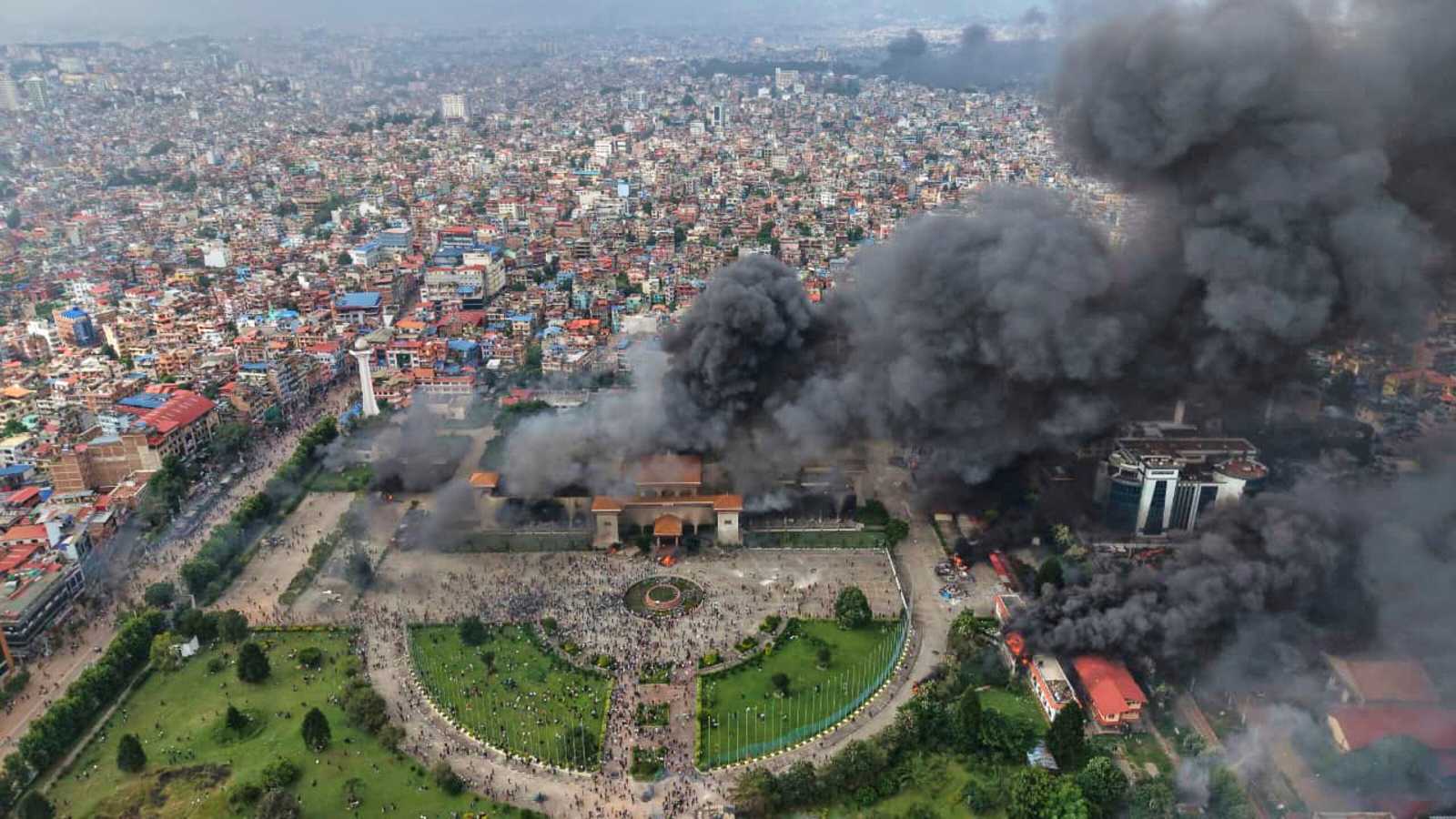 The parliament building in Nepal’s capital, Kathmandu, was set on fire during the protests in September.