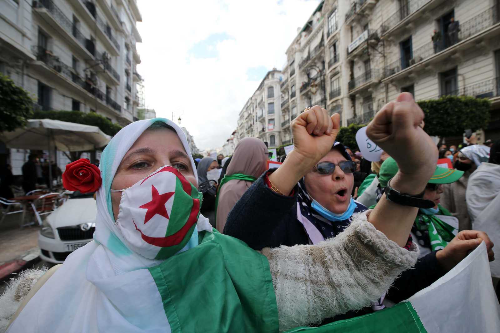 Algerian women call for the protection of women’s rights  on the occasion of the International Women's Day 2021 in Algiers.