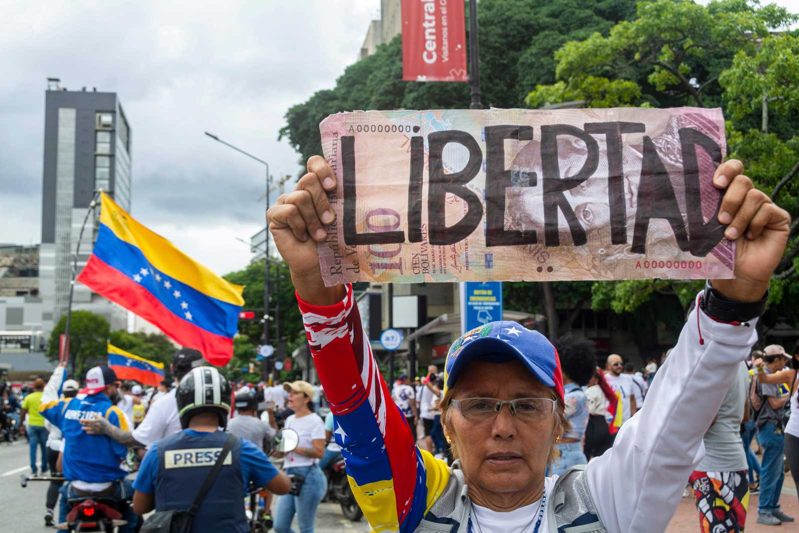 Protests in Caracas against electoral fraud following the 2024 presidential elections. 