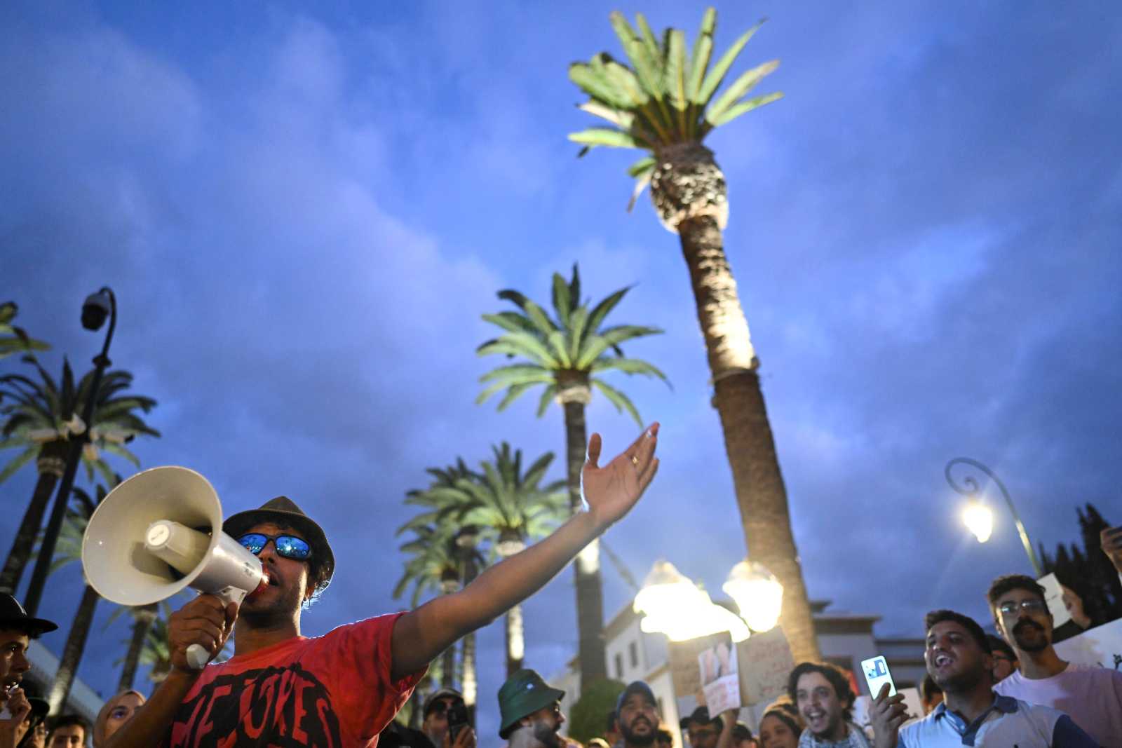 GenZ 212 protests in front of the Moroccan parliament in Rabat in October 2025.