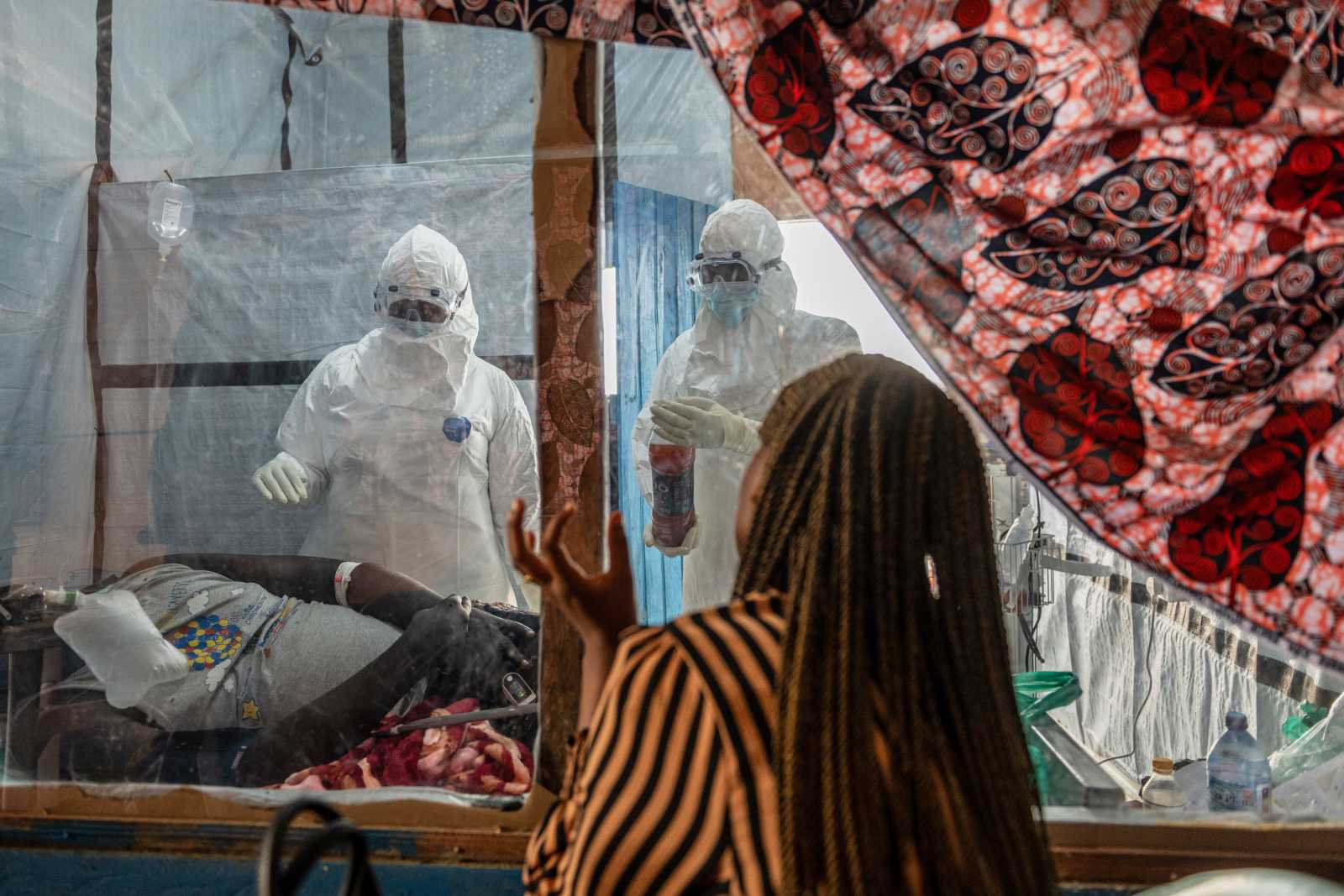 A patient in isolation at a treatment centre in Ituri, in eastern DRC.