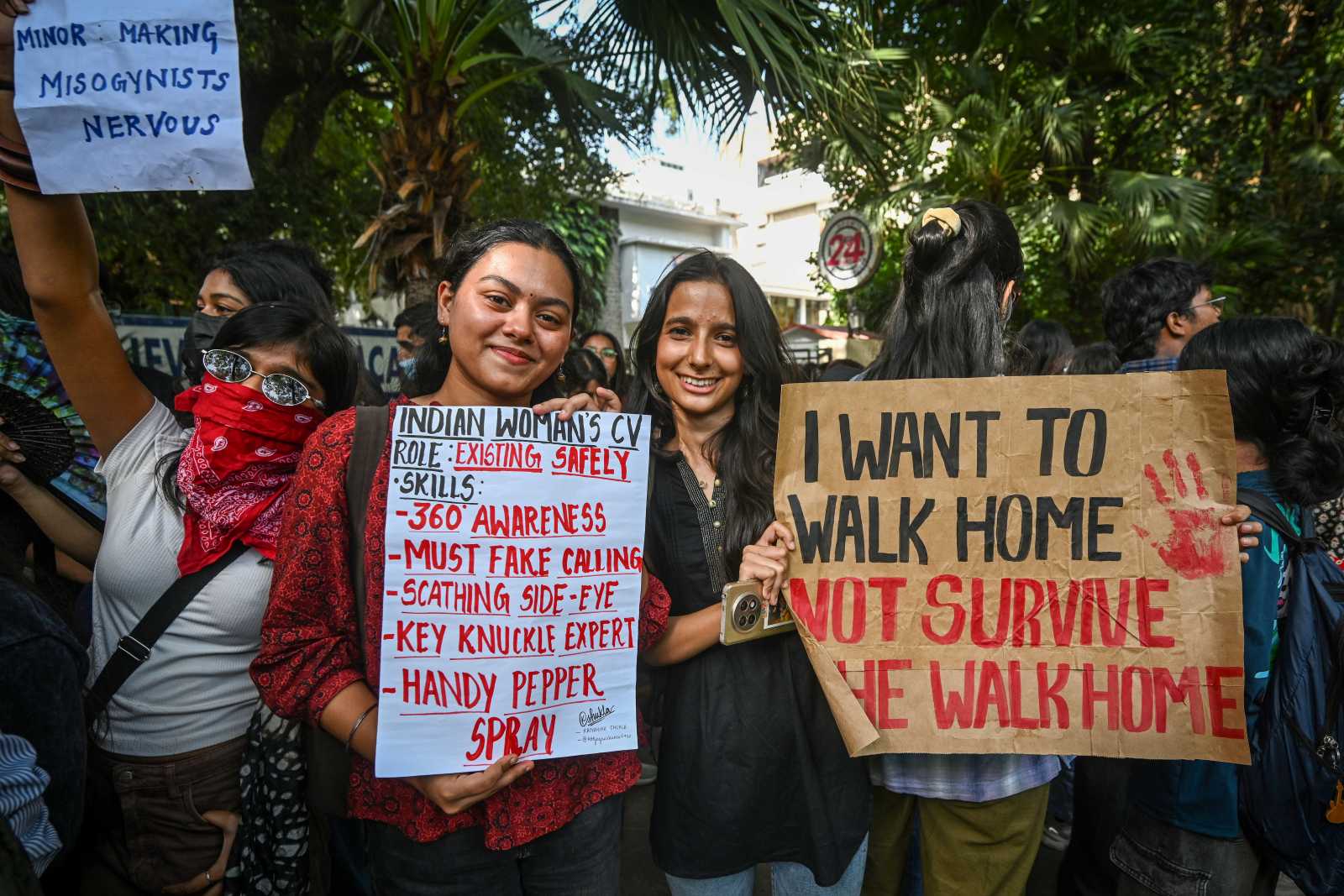 Students and activists are protesting for stricter measures for women’s safety in New Delhi in October.