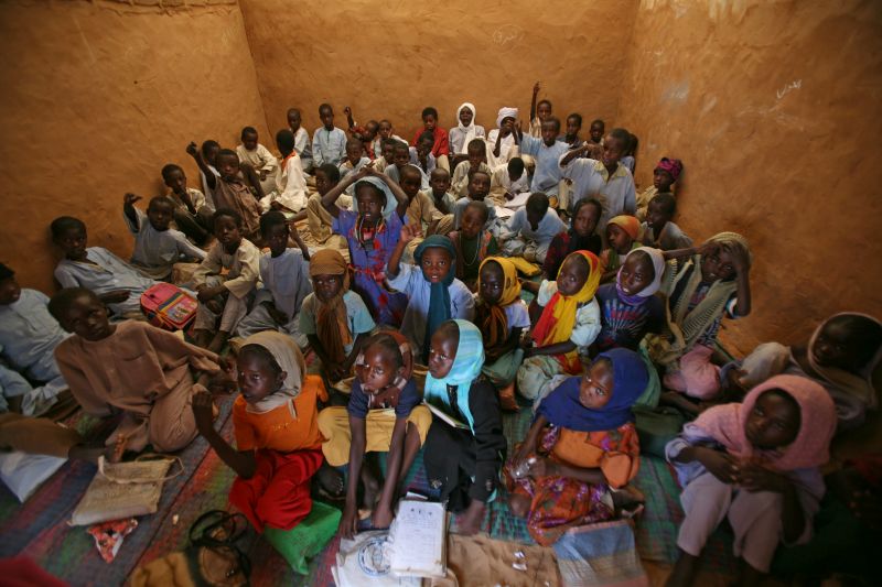 A primary school in a camp in Chad, where refugees from Sudan have settled.