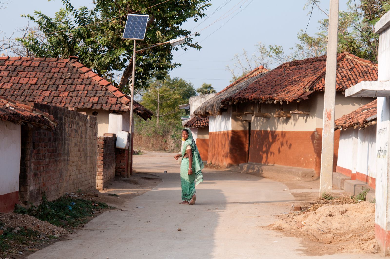 Solar panel in a village in Jharkand state.