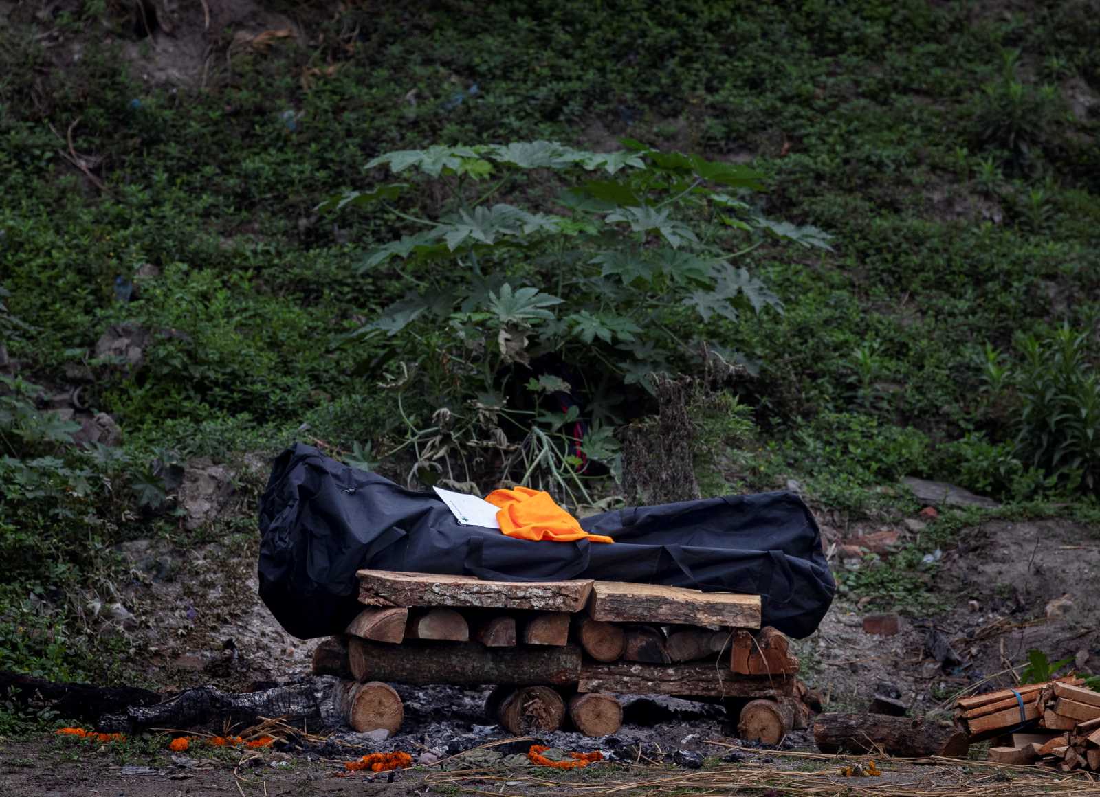 Funeral of Nepalese Covid-19 patient on the bank of the Bagmati river in Kathmandu, in 2021.