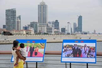 China has become the most important bilateral creditor nation: promotional posters for Sri Lankan port project in early 2022. 