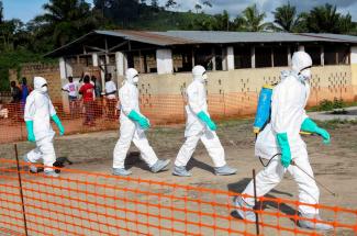 Liberian healthcare workers in 2014. Medical anthropologists were on site during the Ebola outbreak that was happening at that time.