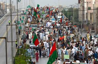 Supporters of former Prime Minister Imran Khan during a rally in May 2023.