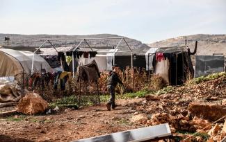 A child in a Syrian refugee camp.