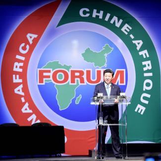 National interests shape international development policies: Chinese President Xi Jinping addressing the China Africa Forum in Johannesburg in 2015. 