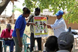 Health workers provide Ebola training in the town of Yei, South Sudan, in 2019.
