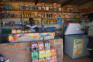 Grocery shop in Lusaka: small businesses need electric power too. 