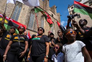 Biafrans take part in Catalonia’s national day in Barcelona and support those in favour of Catalonia’s independence as they demand the same for their own region.