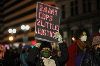 Protests in Memphis in January 2023 following the death of Tyre Nichols, a Black man who died after being brutally beaten by police. 
