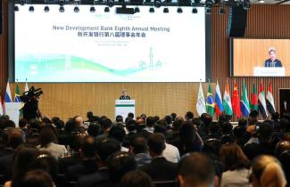 Dilma Rousseff, president of the BRICS-owned New Development Bank, addressing the  NDB’s annual meeting in Shanghai in 2023. 