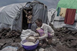 Refugee camp in Goma, DR Congo: extreme poverty is getting worse in many conflict regions.   