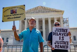 Protesters in Washington in July 2024. 