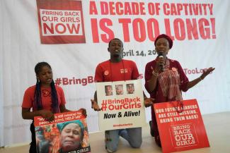 Commemorating the 10th anniversary of the kidnapping of Government Girls Secondary School Chibok by Boko Haram in Lagos, Nigeria in April. 