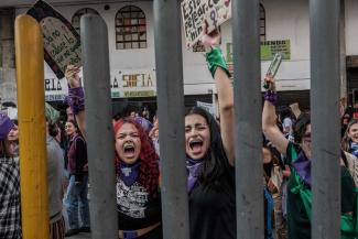 Protests for women’s rights in Bogotá, Colombia, during the International Women’s Day in March.