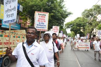 Rally demanding affordable medication in Kolkata in the spring of 2024. 