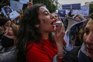 Algerian anti-government protest held on the occasion of the International Women’s Day 2021. 