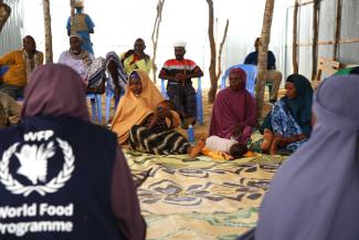 Camp for internally displaced people  in Mogadishu, Somalia, 2025. 