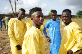 Nigerian youth in Lagos during prayers.