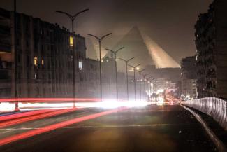 Without press freedom, darkness prevails: Streetlights have been turned off in Cairo during an effort to save energy in March.