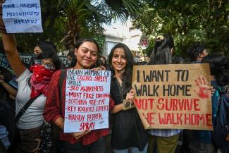 Students and activists are protesting for stricter measures for women’s safety in New Delhi in October.