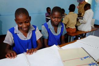 The blind Faith and Violet are attending the Kadoma School for Children with Visual Impairments in Kadoma, Zimbabwe.