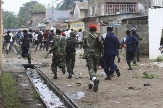 Security forces clamping down on protests in Kinshasa at the end of 2017.