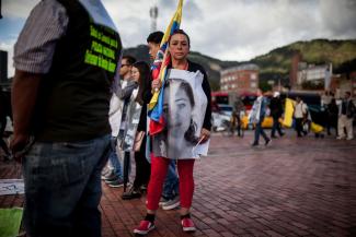 Im Juli 2019 gedenken in Bogotá Demonstranten der Toten.