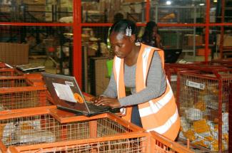 Worker in a Jumia warehouse in Lagos.