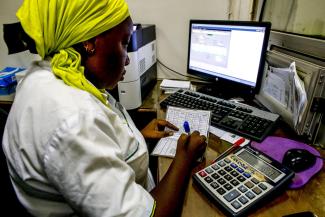 Microfinance institution agency in Ouagadougou, Burkina Faso.