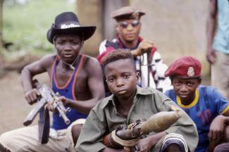 Child soldiers of the Revolutionary United Front (RUF) in Sierra Leone.