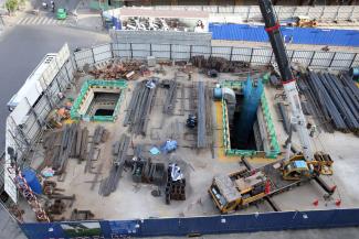 Construction site for a new metro line in Ho Chi Minh City, Vietnam.