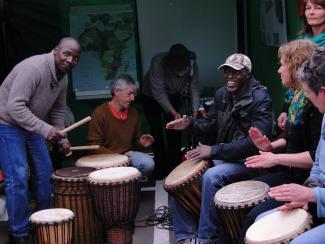 Lassana Justin Yao (with cap) from Burkina Faso said in Marburg that his country needs strategies to share natural wealth fairly.