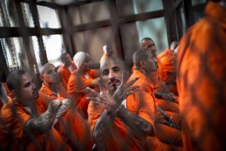 Gang members on trial in Guatemala City.