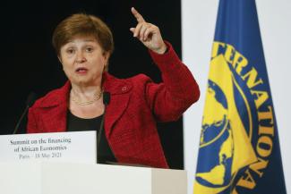 IWF-Chefin Kristalina Georgieva bei einem Afrikatag in Paris im Mai 2021.