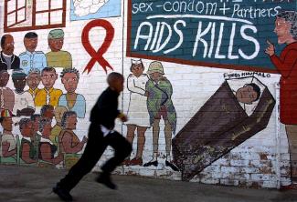 Wandmalerei in Soweto 2002: HIV/Aids war um die Jahrtausendwende eine zunehmend verheerende Krankheit im südlichen Afrika.