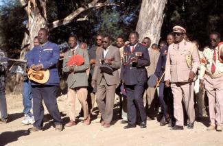 Herero chiefs on a memorial march in Okahandja, Namibia.